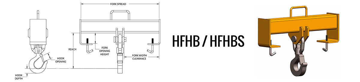 HFHB/HFHBS - Forklift Hook Beam Dimensions