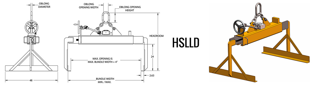 HSLLD - Light Duty Sheet Lifter Dimensions