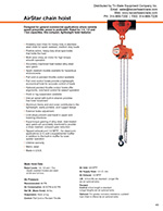 CM AirStar Pneumatic Hoist Specs