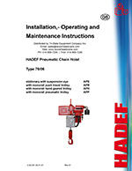 HADEF 70-06 Air Chain Hoist Manual