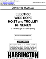Harrington RH Series Wire Rope Hoist Manual