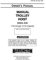 Harrington SHB Ultra Low Headroom Hand Chain Hoist Manual