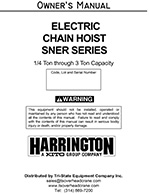 Harrington SNER/SNERM Hoist Manual and Parts