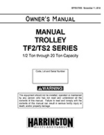 Harrington SNER/ER/NER Manual Trolley Manual and Parts