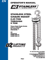 OZ Stainless Steel Chain Hoist Manual