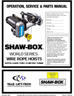 Shaw-Box World Series Hoist Manual