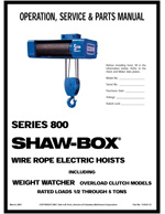 Shaw-Box 800 Series Hoist Manual