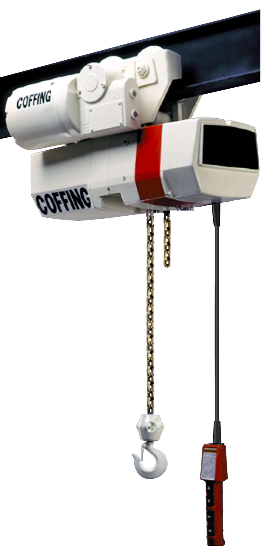 0.5 hp Capacity 115/230V Motor 500 lb Coffing 08214W JLC Series Electric Chain Hoist 10 Lift with Chain Container 