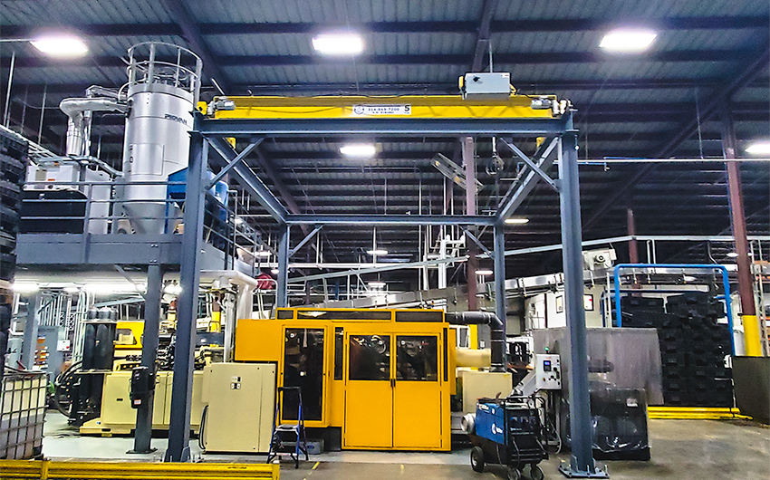 5-ton bridge crane system for water bottle manufacturing facility.