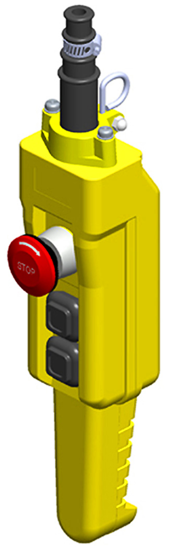 Conductix, 80 Series 2-Button Pistol Grip Pendant, Two Speed with Emergency Stop, Part No XA-COB81.5P