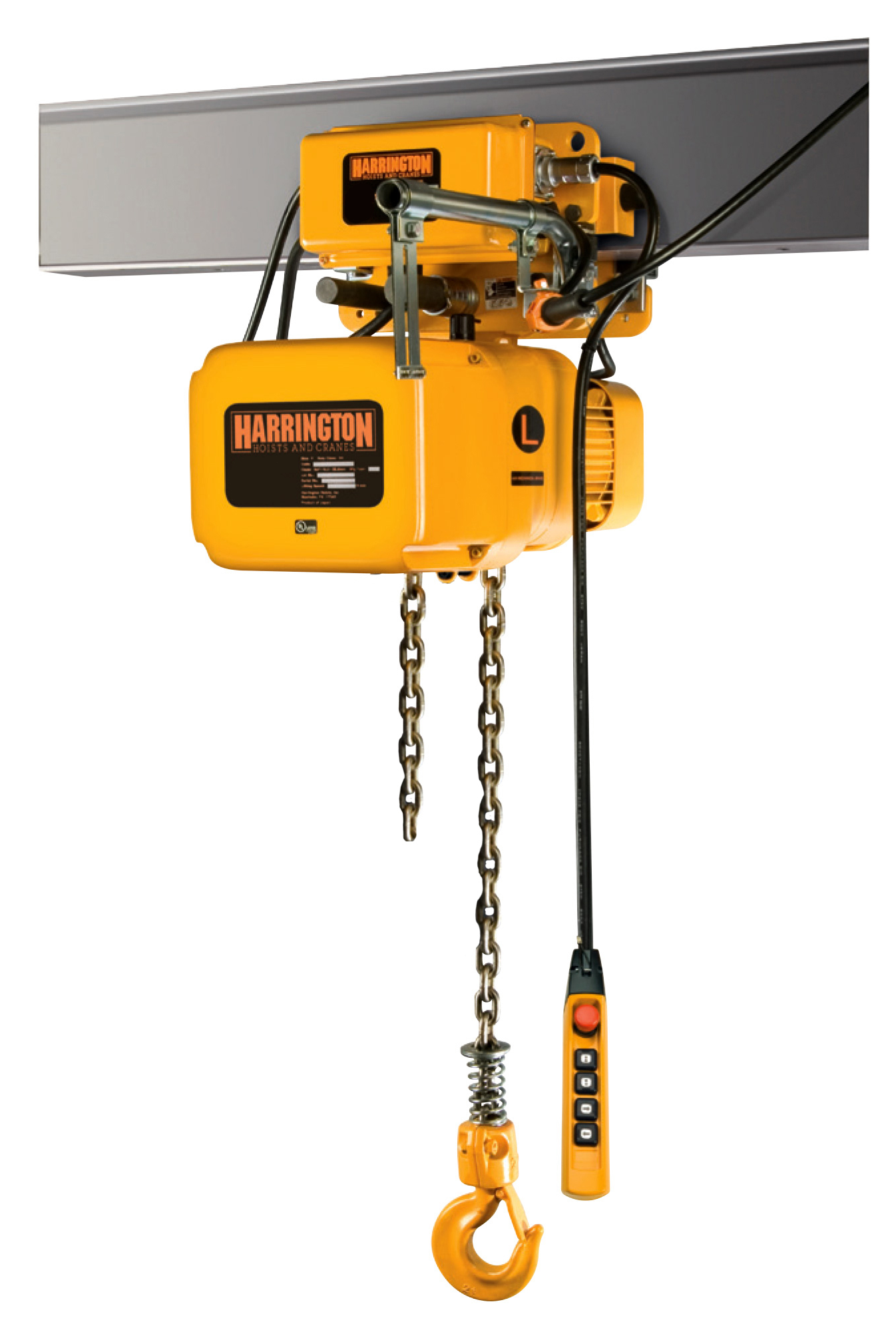 Harrington NER003H-15 NER Electric Hoist w/Hook Suspension 208V 1/4 Ton 53 ft/min 15 Lift 