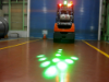 Hololight Dot Arrow used to warn workers in blind spot of forklift.